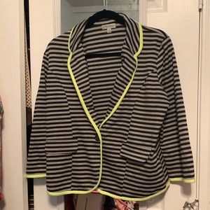 Black Grey Stripe Knit Blazer with neon trim XL